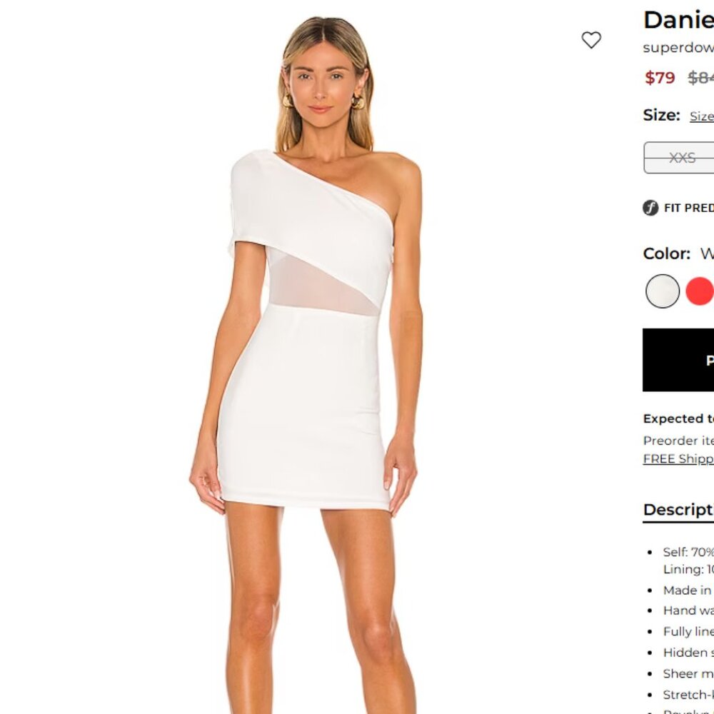 NWT Superdown Danielle Mini Dress Chic White One-Shoulder Dress